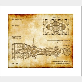 Rebel Blockade-Runner Parchment Blueprint Posters and Art